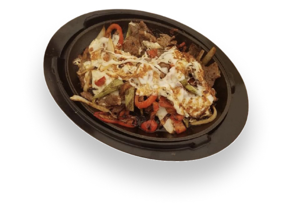 Mexican fajita dish served with steak or chicken